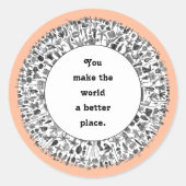 ボランティア感謝引用文 ラウンドシール (正面)