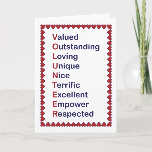 ボランティア感謝感謝していハート赤白 サンキューカード (正面)