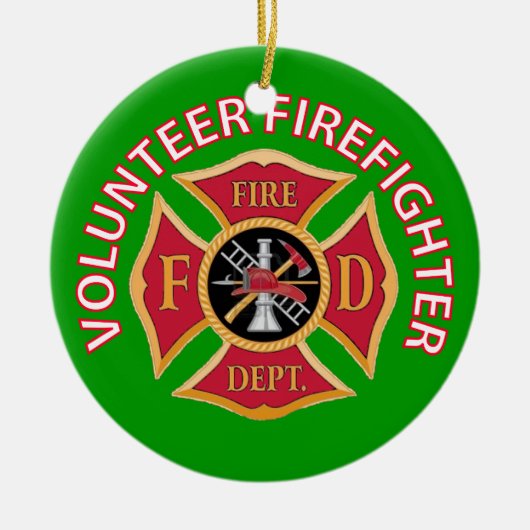 ボランティア消防士カスタム セラミックオーナメント (正面)