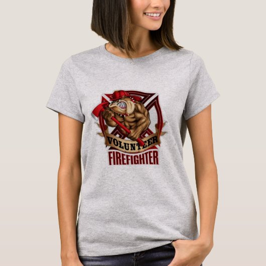 ボランティア消防士ブルドッグ Tシャツ (正面)