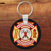 ボランティア消防士マルチーズクロス キーホルダー (正面)