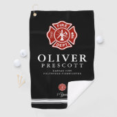 ボランティア消防士 |マルチーズクロスシンボル黒 ゴルフタオル (インサイチュ)