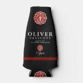 ボランティア消防士 |マルチーズクロスシンボル黒 ボトルクーラー (正面)