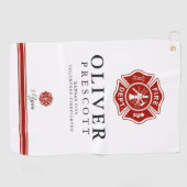 ボランティア消防士 |マルチーズクロスシンボル ゴルフタオル (横)