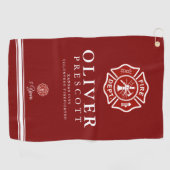 ボランティア消防士 |マルチーズ十字記号（赤） ゴルフタオル (横)