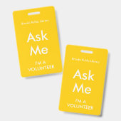 ボランティア用イエロー「お声がけください」バッジ バッジ (正面＆裏面)
