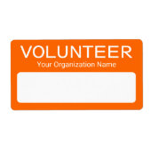 ボランティア用粘着ラベル名タグカスタムオレンジ ラベル (正面)