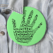 ボランティア認識度:手を貸救済す 缶バッジ (インサイチュ)