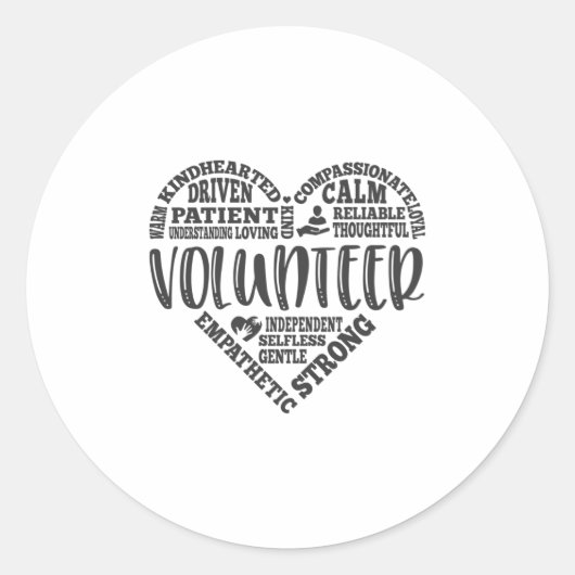 ボランティア、ボランティア、ボランティア、慈善団体 ラウンドシール (正面)