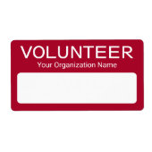 ボランティア 紙 名前 タグ シール 赤 名札 (正面)