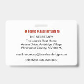 ボランティアID名札、役職、ロゴ写真 バッジ (裏面)