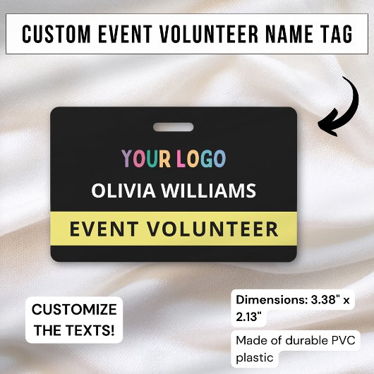 ボランティカスタムアイベントブラックバッジ名タグロゴ バッジ