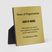 ボランティカスタムア認定賞の創設(金ゴールド) フォトプラーク (正面)