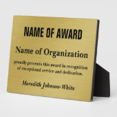 ボランティカスタムア認定賞の創設(金ゴールド) フォトプラーク (側面)