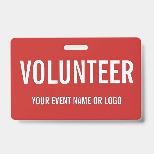 ボランティシンプルア赤白ロ企業のゴイベント バッジ (正面)