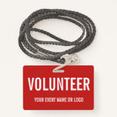 ボランティシンプルア赤白ロ企業のゴイベント バッジ (裏面ランヤード)