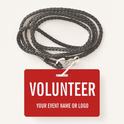 ボランティシンプルア赤白ロ企業のゴイベント バッジ (正面ランヤード)