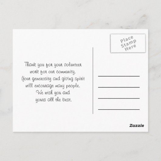 ボランティ感謝していアイロバラの花 ポストカード (裏面)