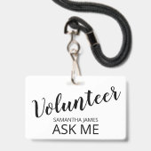 ボランティ頼アの自分の名前 バッジ (正面（ネックストラップ付）)