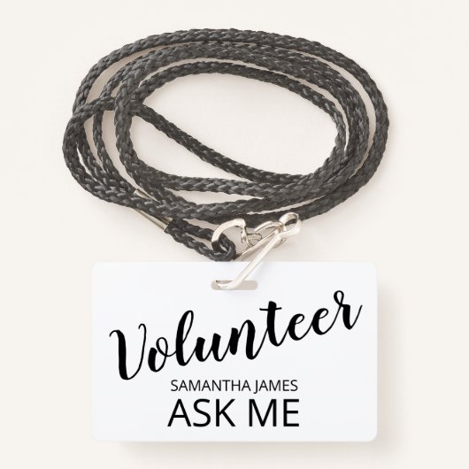 ボランティ頼アの自分の名前 バッジ (正面ランヤード)