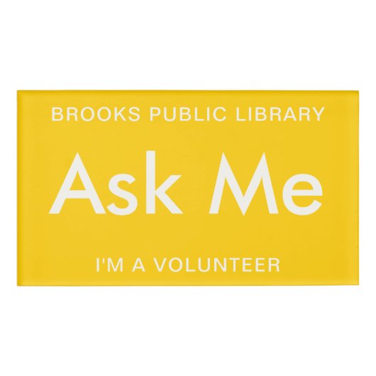 ボランティ頼ア用の黄色い私のボタン磁気 名札 (正面)