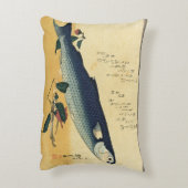 ボラ広重の魚日本のプリント アクセントクッション (裏面(縦))