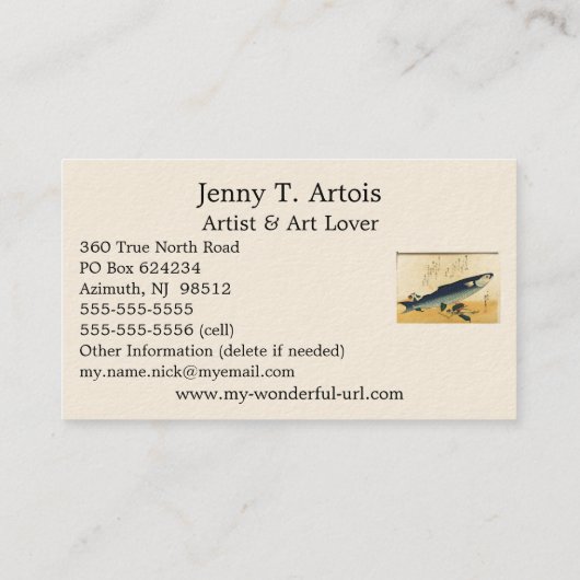 ボラ広重の魚日本のプリント 名刺 (裏面)