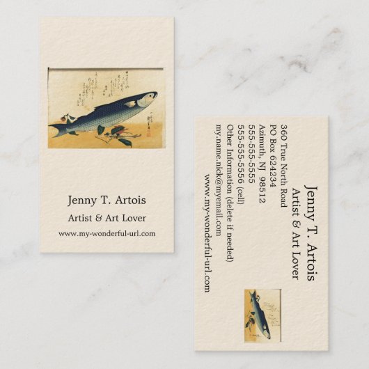 ボラ広重の魚日本のプリント 名刺 (正面/裏面)