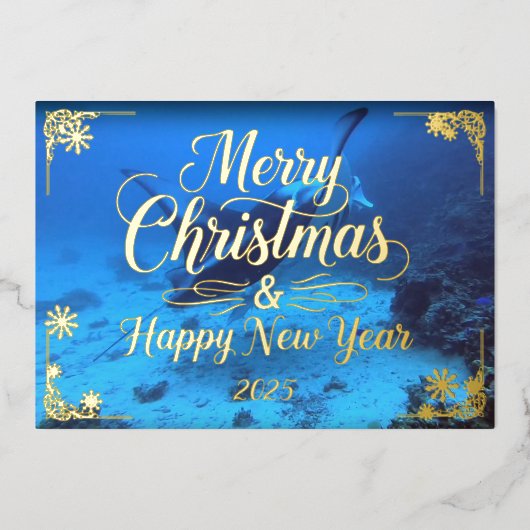 ボラ・ボラ・マンタ詩と聖降誕祭メリークリスマス,金ゴールド 箔シーズンカード (正面)