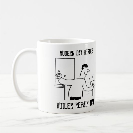 ボリアー修理人。暖房技術者ギフト コーヒーマグカップ (左)
