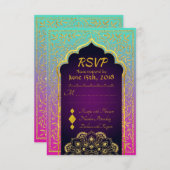 ボリウッドアラビアンナイトウェディングRSVPカード 出欠カード (正面/裏面)