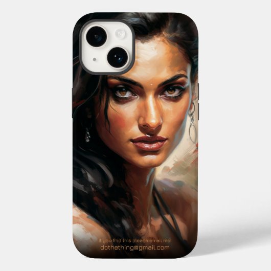 ボリウッドスターインディアン女性ポートレート油絵 Case-Mate iPhoneケース (裏面)
