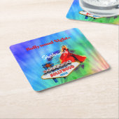 ボリウッドテーマインディアン カラフル スクエアペーパーコースター (アングル)