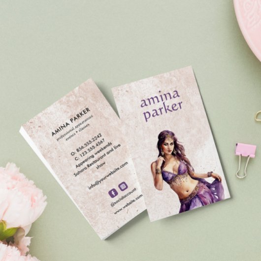 ボリウッドヒンディベリーダンサー水彩紫 名刺