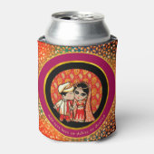 ボリウッド婚約結婚インディアンかわいいカップル 缶クーラー (缶正面)