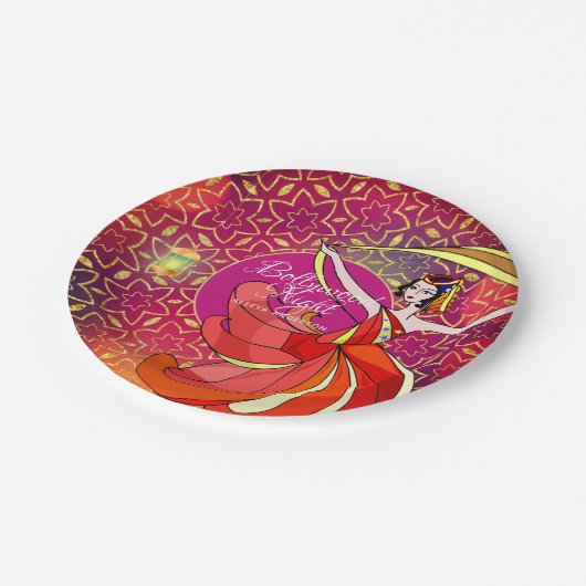 ボリウモダンッドパーティーダンサパーソナライズされたピンク ペーパープレート (アングル)