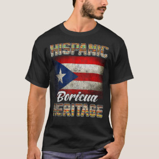ボリキュアヒスパニック伝統月プエルト州旗 Tシャツ