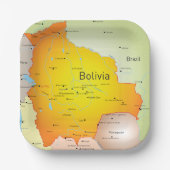 ボリビアと都市の地縁ど図 ペーパープレート (正面)