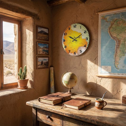 ボリビアと都市の地縁ど図 ラージ壁時計