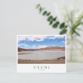 ボリビアのウイニ近郊の火山と湖の風景 ポストカード (スタンド正面)