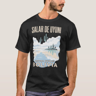 ボリビアのウユニ塩湖 伝統的なヴィンテージ旅行ポスター レトロ Tシャツ