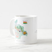 ボリビアのモノグラム入り水彩画地図 コーヒーマグカップ (正面左)
