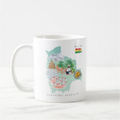 ボリビアのモノグラム入り水彩画地図 コーヒーマグカップ (左)