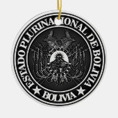 ボリビアの円形の紋章 セラミックオーナメント (正面)
