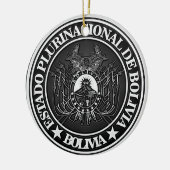 ボリビアの円形の紋章 セラミックオーナメント (左)