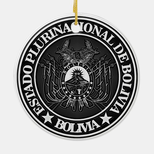 ボリビアの円形の紋章 セラミックオーナメント (裏面)