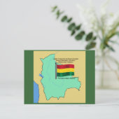 ボリビアの国旗と地図 ポストカード (スタンド正面)