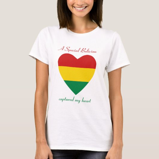 ボリビアの国旗スウィートハートTシャツ Tシャツ (正面)