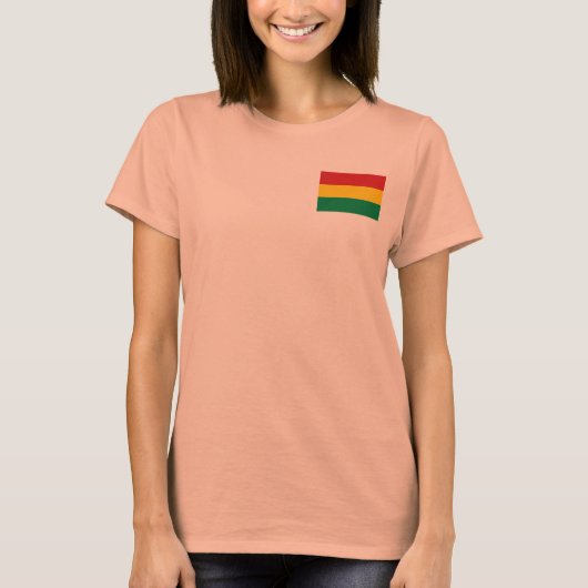 ボリビアの旗と地図のTシャツ Tシャツ (正面)