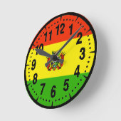 ボリビアの旗 ラウンド壁時計 (傾斜)